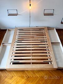 letto MANDAL - Betulla e bianco - 160x200