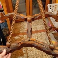 Lampadario artigianale in legno e corda – anni ’60