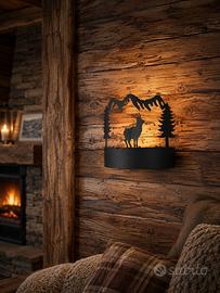 Lampade applique stile alpino cervi e montagne