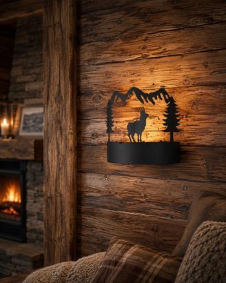 Lampade applique stile alpino cervi e montagne