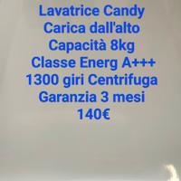 Lavatrice Candy Carica dall'alto 8kg