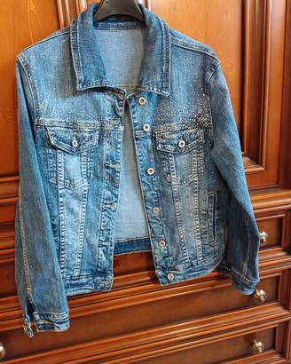 Giubbino in jeans da donna con glitter 