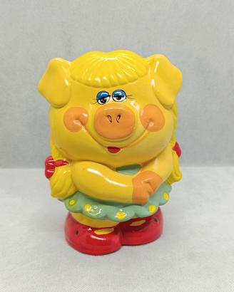 Salvadanaio ceramica Maialina, dipinto a mano, '80