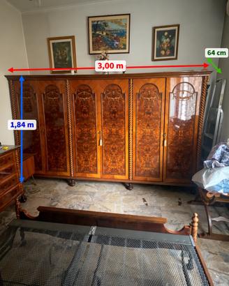 Grande armadio vintage a 6 ante in legno