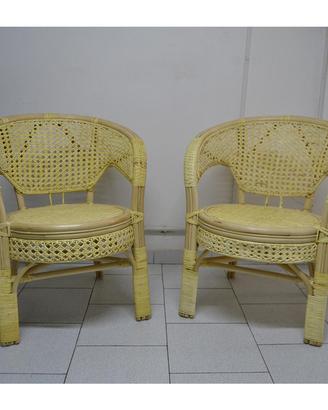 2 Poltrone Amanda in vimini e paglia di vienna