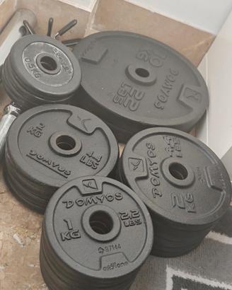 Pesi dischi ghisa gommati kettlebell manubri gym