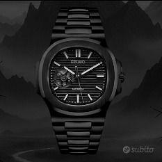 Seiko mod Nautilus open heart full black