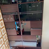 Mobile soggiorno legno massiccio e vetro