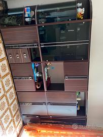 Mobile soggiorno legno massiccio e vetro