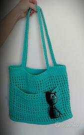 borsa all'uncinetto lavorazione a rete 