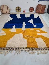 Tappeto berbero in lana 3/2 m giallo blu