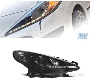 FARI PER PEUGEOT 207 06-12 LUCE DIURNA A LED NERO 