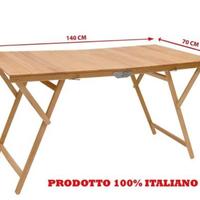 Tavolo pieghevole in legno 140 x 70