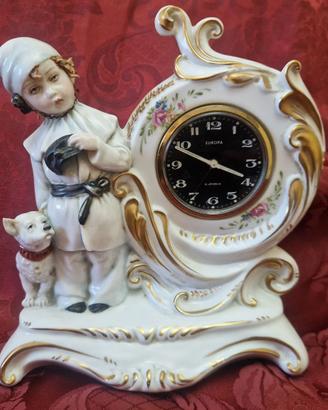 Raro Orologio Pierrot in Porcellana TICHE