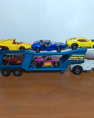 MATCHBOX SUPERKINGS K10 CAR TRANSPORTER + 5 AUTO