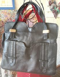 Borsa vintage originale In vera pelle nera 
