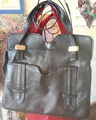 Borsa vintage originale In vera pelle nera 