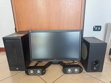 Computer PC fisso HP + Monitor Acer 24 + Casse