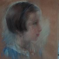 Antico ritratto impressionista firmato cornice 700
