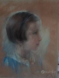 Antico ritratto impressionista firmato cornice 700