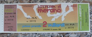 Biglietto della lotteria del 1988 in fds matrice -