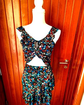 Completo top & gonna estivo stelle multicolor