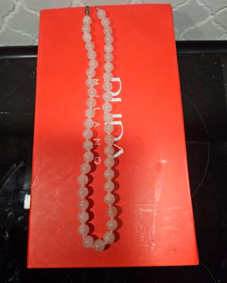 Collana perle quarzo rosa  naturale 