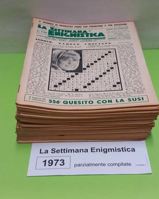LA SETTIMANA ENIGMISTICA, anno 1973, parzialmente
