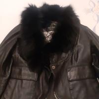 Giacca nera donna in vera pelle con pelliccia