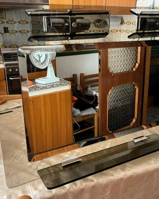 Specchio da bagno vintage con mensola vetro fumé