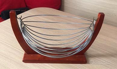 AMACA PORTAFRUTTA in legno e metallo cromato