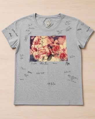 T-shirt grigia Roxy stampa floreale + scritte