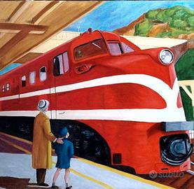 E. Hopper - A.Locomotive - Quadro ad olio su tela