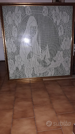 Quadro Madonna all'uncinetto
