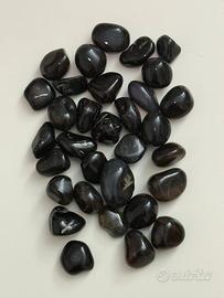 Lotto 230 g pietre naturali nere burattate – agata