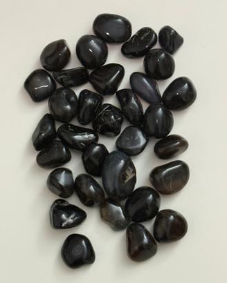 Lotto 230 g pietre naturali nere burattate – agata