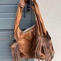Borsa da donna marrone  con frange Scervino Street