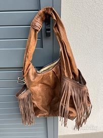 Borsa da donna marrone  con frange Scervino Street