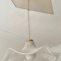 Lampadario moderno vetro bianco ondulato