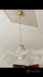 Lampadario moderno vetro bianco ondulato