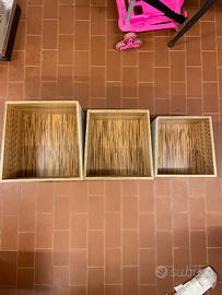Tris di scaffale libreria arredo forma trapezio