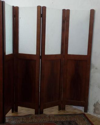 Paravento in legno antico a 5 ante e mobile ad ang