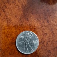 moneta 50 lire anno 1956