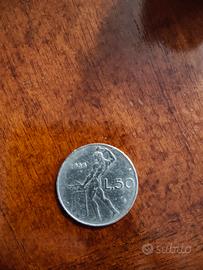 moneta 50 lire anno 1956