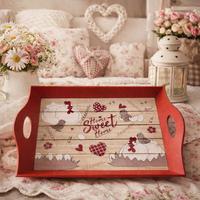 Vassoio decorativo in legno gallinelle 