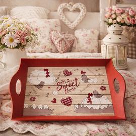 Vassoio decorativo in legno gallinelle 