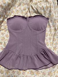 Top da donna senza spalline viola
