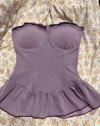 Top da donna senza spalline viola