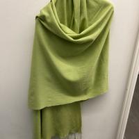 Pashmina verde mele cachemire e seta 205x95 cm