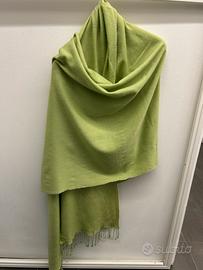 Pashmina verde mele cachemire e seta 205x95 cm